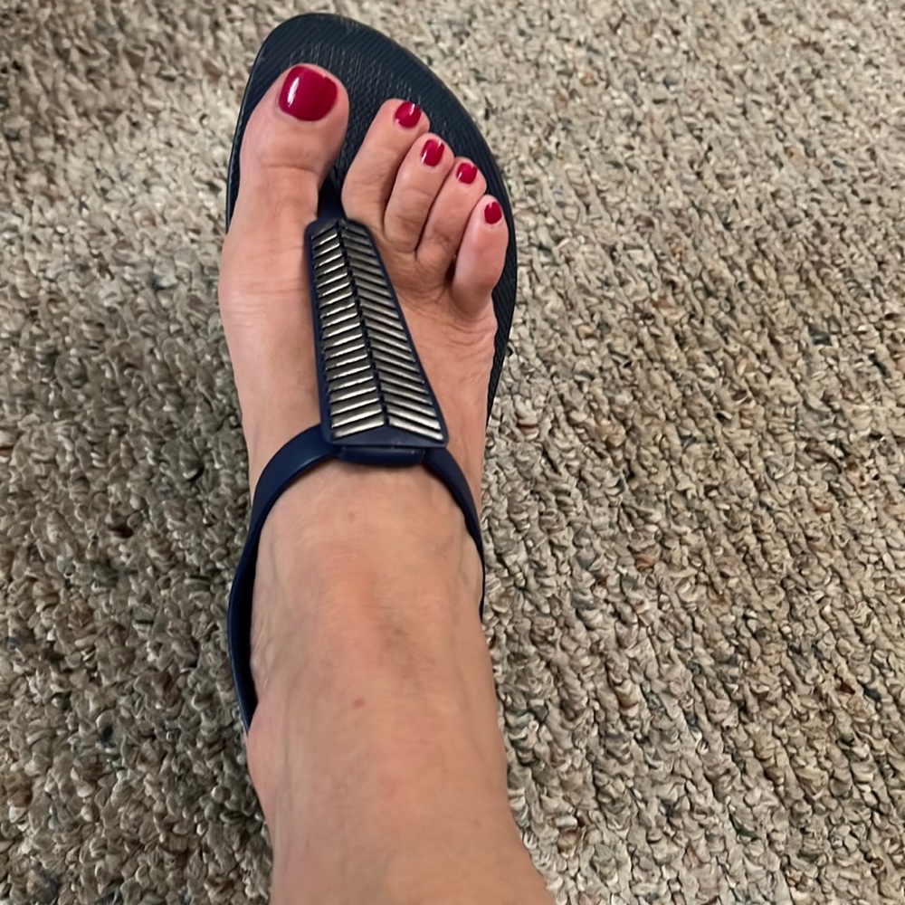 Navy flip flops
